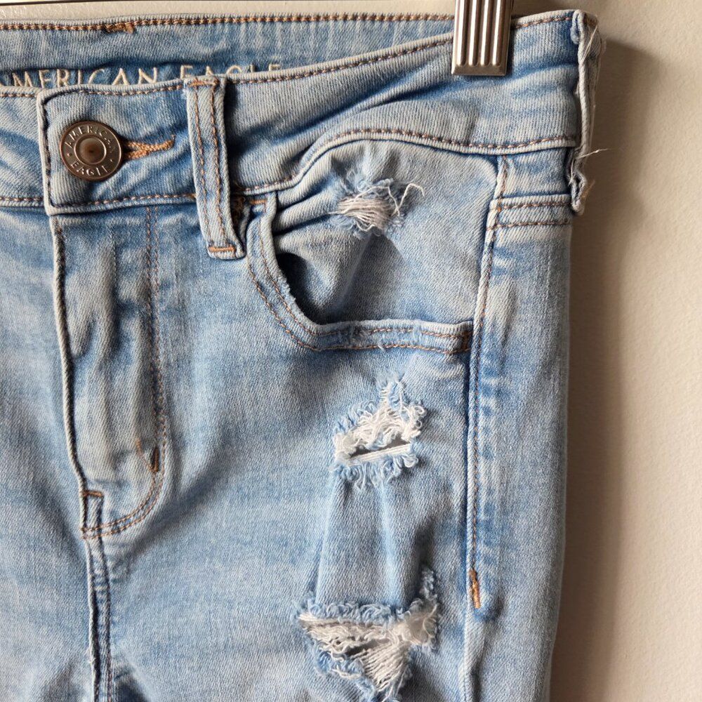 EUC AMERICAN EAGLE OUTFITTERS NEXT LEVEL STRETCH HI RISE JEGGING RIPPED SIZE 4 R - Picture 7 of 16